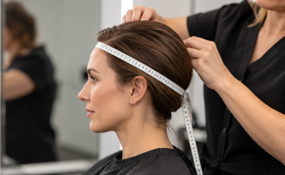 Toma de medidas para una peluca a medida en Concept Hair Systems Valencia